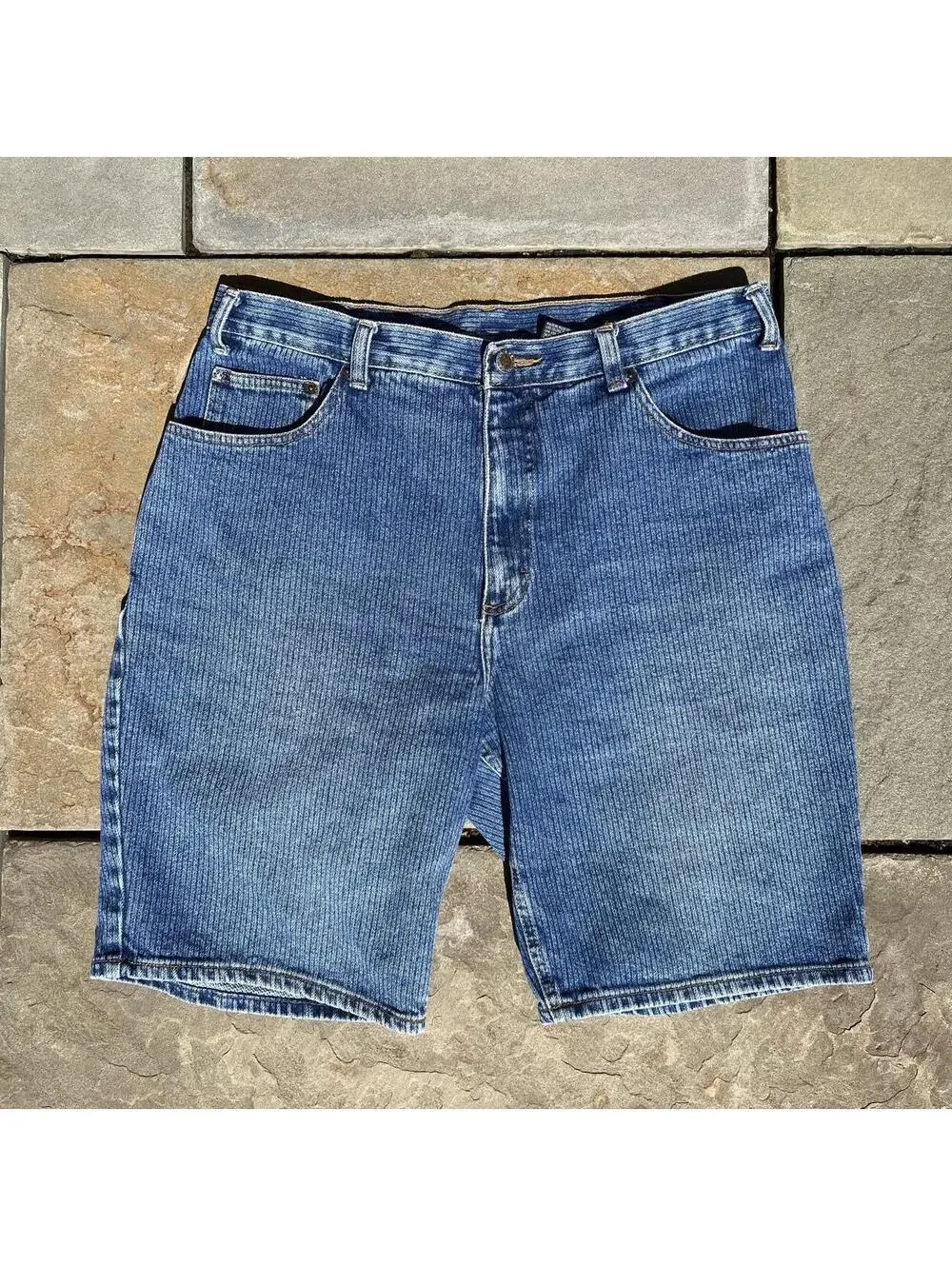 Y2K Denim Stripe Woven Shorts